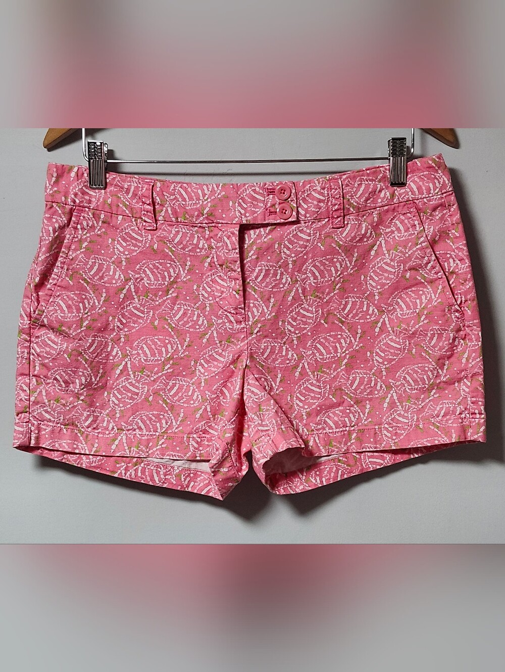 Vineyard Vines Pink Green Nautical Fish Print Everyday Cotton Shorts 8